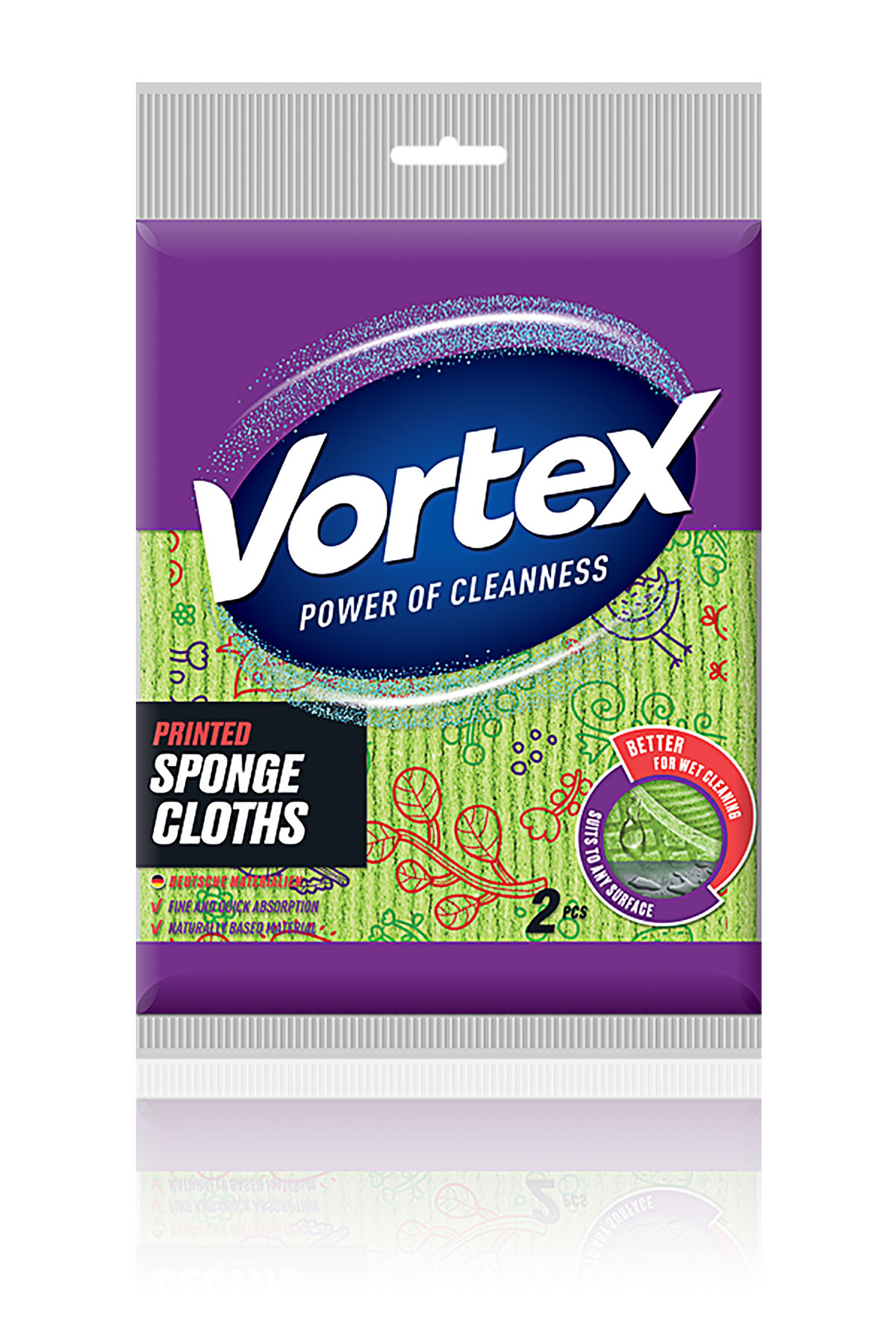 Серветка для прибирання губчасті, целюлозні, 2шт/уп. Vortex - фото 1