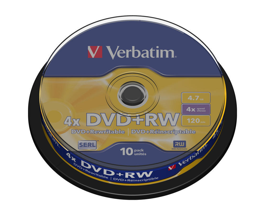 Диск DVD+RW 4,7Gb/120min 4x 10шт./уп. Cake Box Verbatim - фото 1