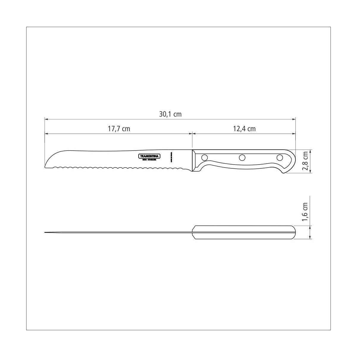 Ніж для хліба ULTRACORTE, 178мм. лезо, нерж. сталь Tramontina - фото 2