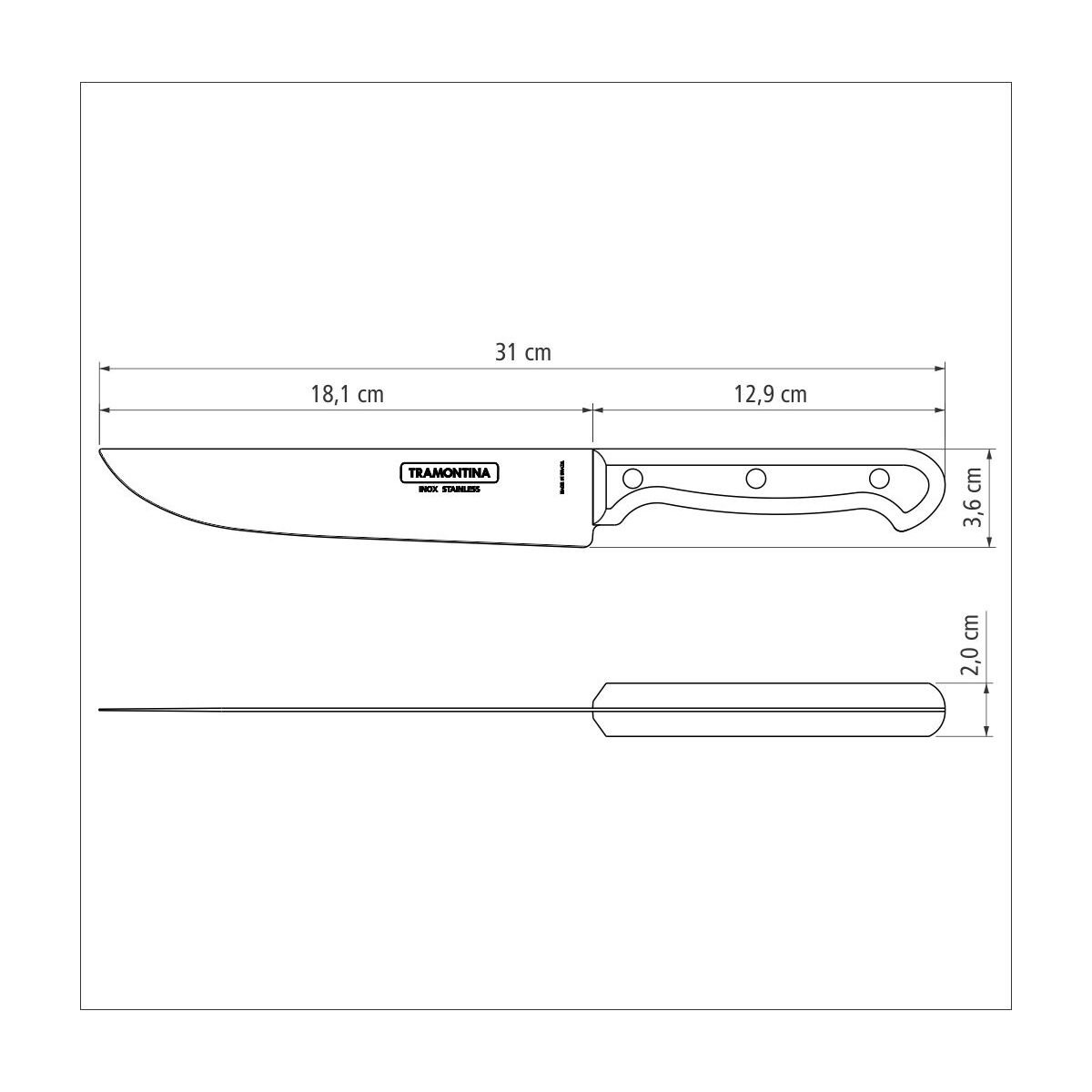 Нож универсальный ULTRACORTE, 178мм. лезвие, нержавеющая сталь Tramontina - фото 2