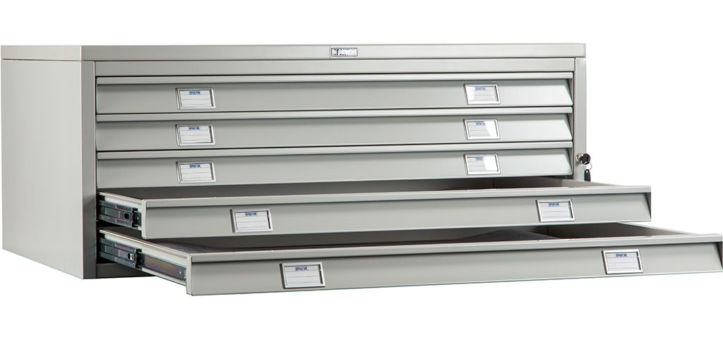 Шафа картотечна на 5ящ., 1010*691*415мм., верх,металева з замком, сірий Практик - фото 1