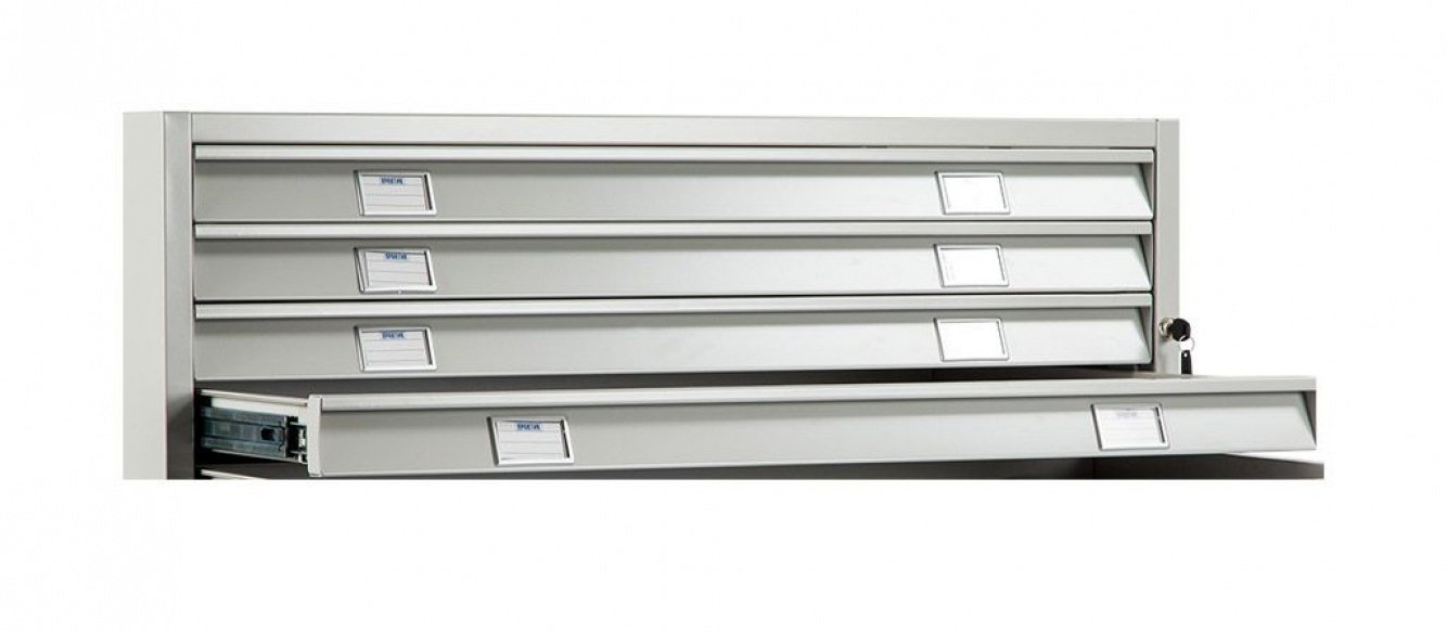 Шкаф картотечный, для подвесных файлов, 5 ящиков, (1010*691*465мм.) Низ, метал., замок, серый Практик - фото 2