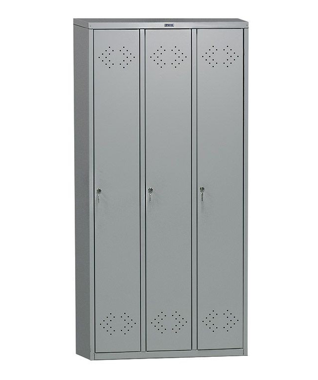 Шафа для роздягалень, 3 двері, 3 секції (1830*850*500мм) метал., замок, сірий Практик - фото 3