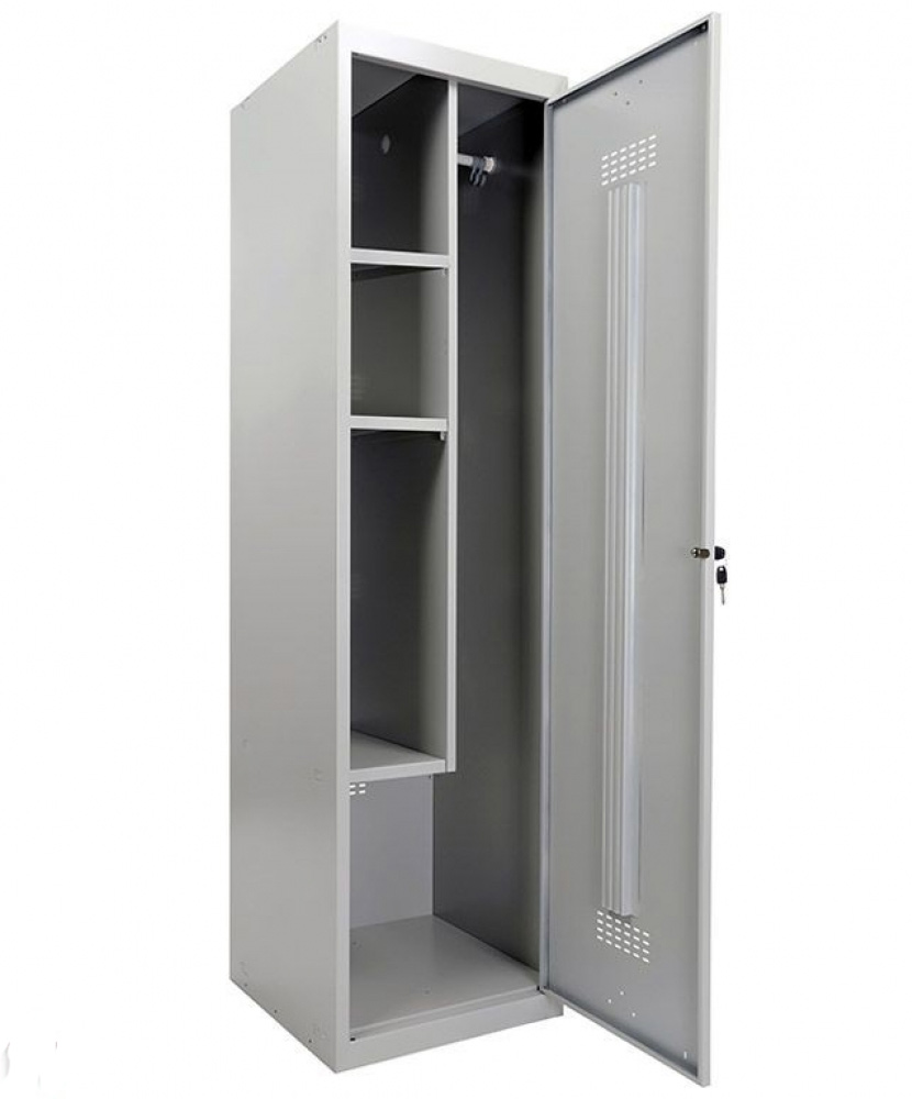 Шкаф для раздевалок, 1 дверь, Универсальный (1830*500*500мм) метал., замок, серый Практик - фото 3