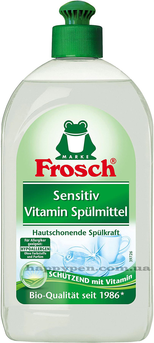 Жидкое моющее средство для посуды 500мл. Бальзам с витамином для чувствительной кожи Frosch - фото 1