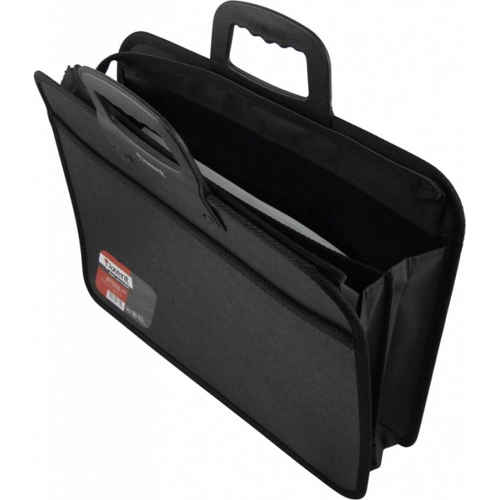 Портфель-картотека на 2 отделения, А4, на молнии, черн. Axent - фото 2