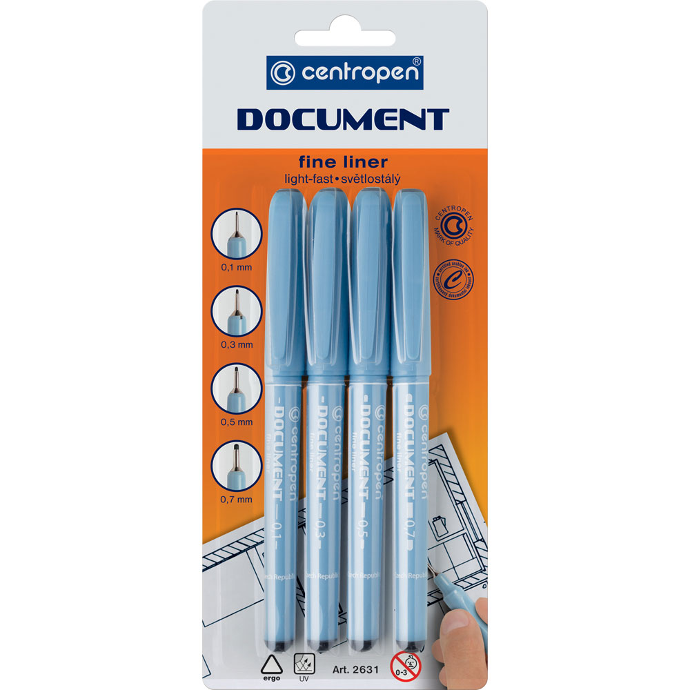 Набор лайнеров Document 0,25-0,7мм 4шт/уп. Centropen - фото 2