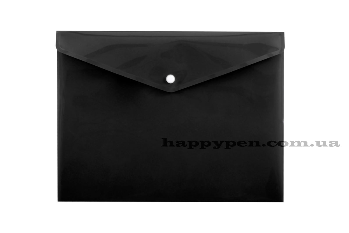 Папка-конверт на кнопке с расширением А4 (330*260мм), PP-116, толщина 180мкм., черн. Penmate - фото 1