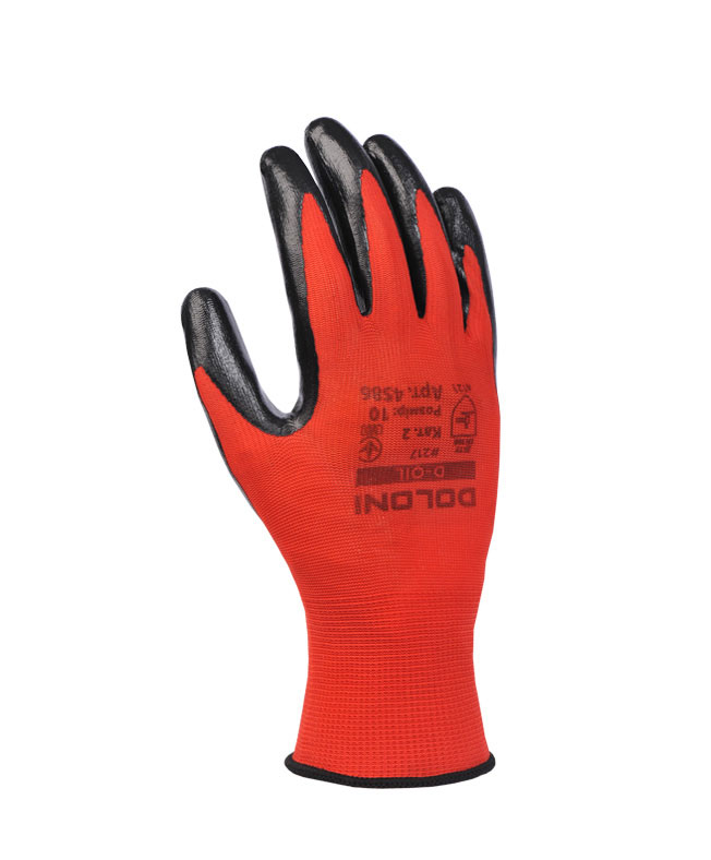 Рукавички трикотжні з нітриловим покриттям D-OIL, маслобензостойкі, розмір 10 (XL), черв. Doloni - фото 1
