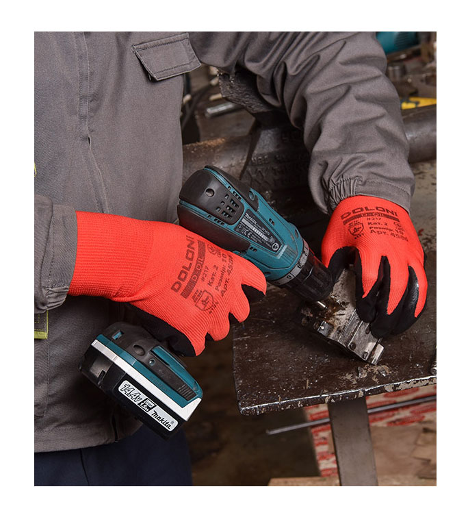 Рукавички трикотжні з нітриловим покриттям D-OIL, маслобензостойкі, розмір 10 (XL), черв. Doloni - фото 4