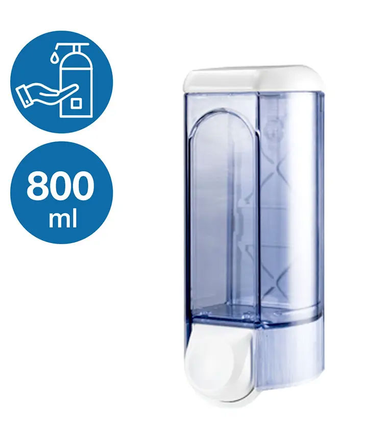 Диспенсер для жидкого мыла наливной, 800мл., ударостойкий пластик, прозр-бел. Mar Plast - фото 2
