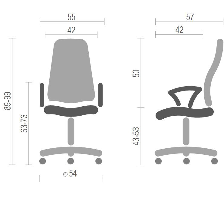 Кресло для персонала Тезия PL PR, серый АКЛАС - фото 3