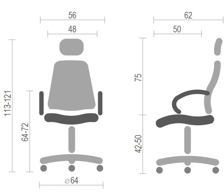 Крісло для персоналу Осіма CH TILT, сірий АКЛАС - фото 2