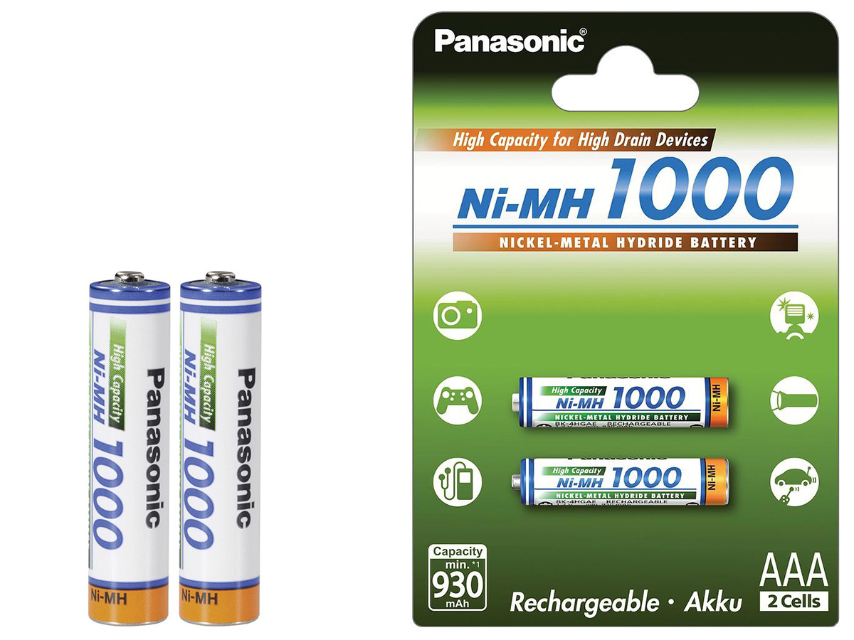 Аккумулятор ААA (HR3), 1000мАч., 2шт./уп. Panasonic - фото 1