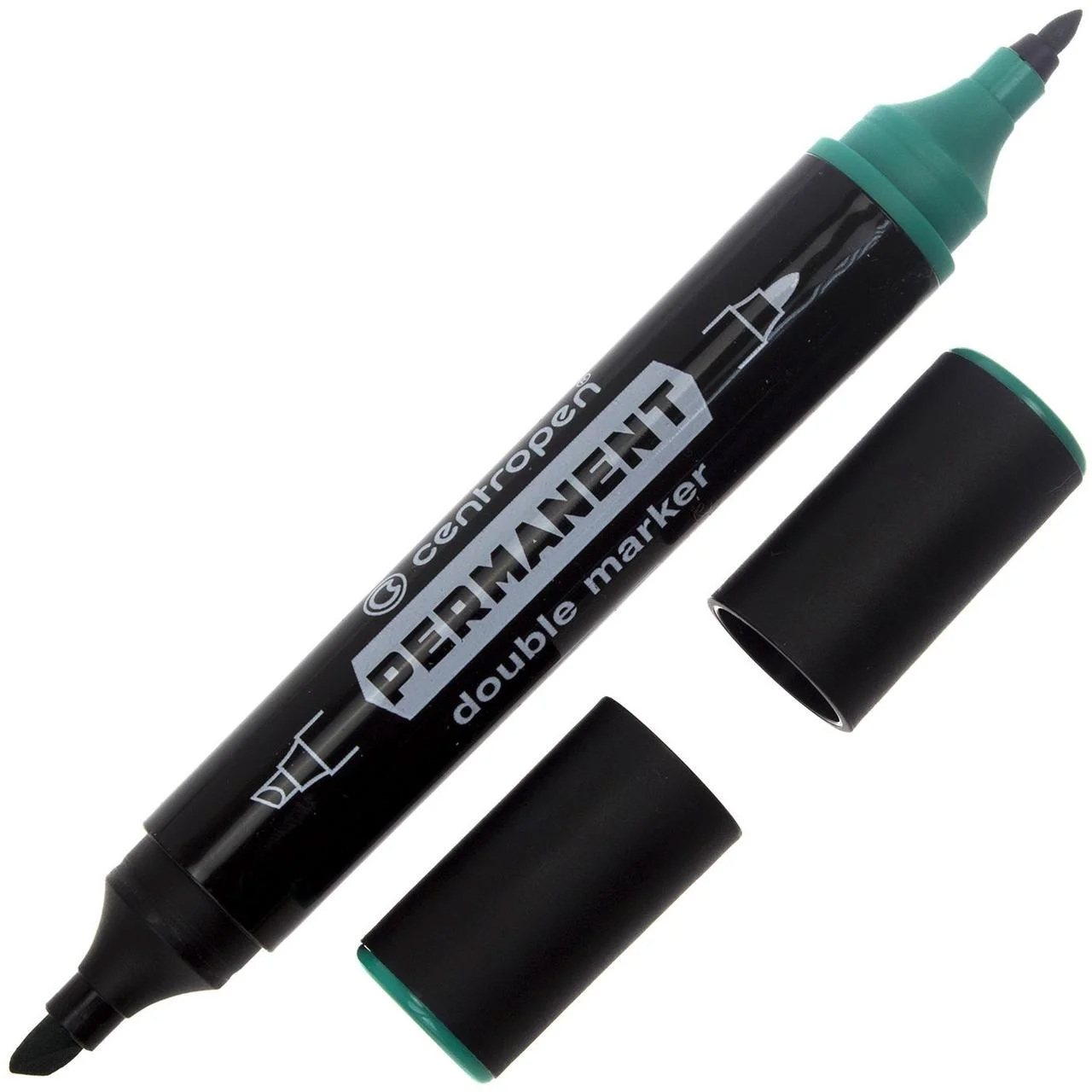 Маркер перманентний Double, двосторонній, 1-2,5мм./1-4мм., 1666, зелен. Centropen - фото 4
