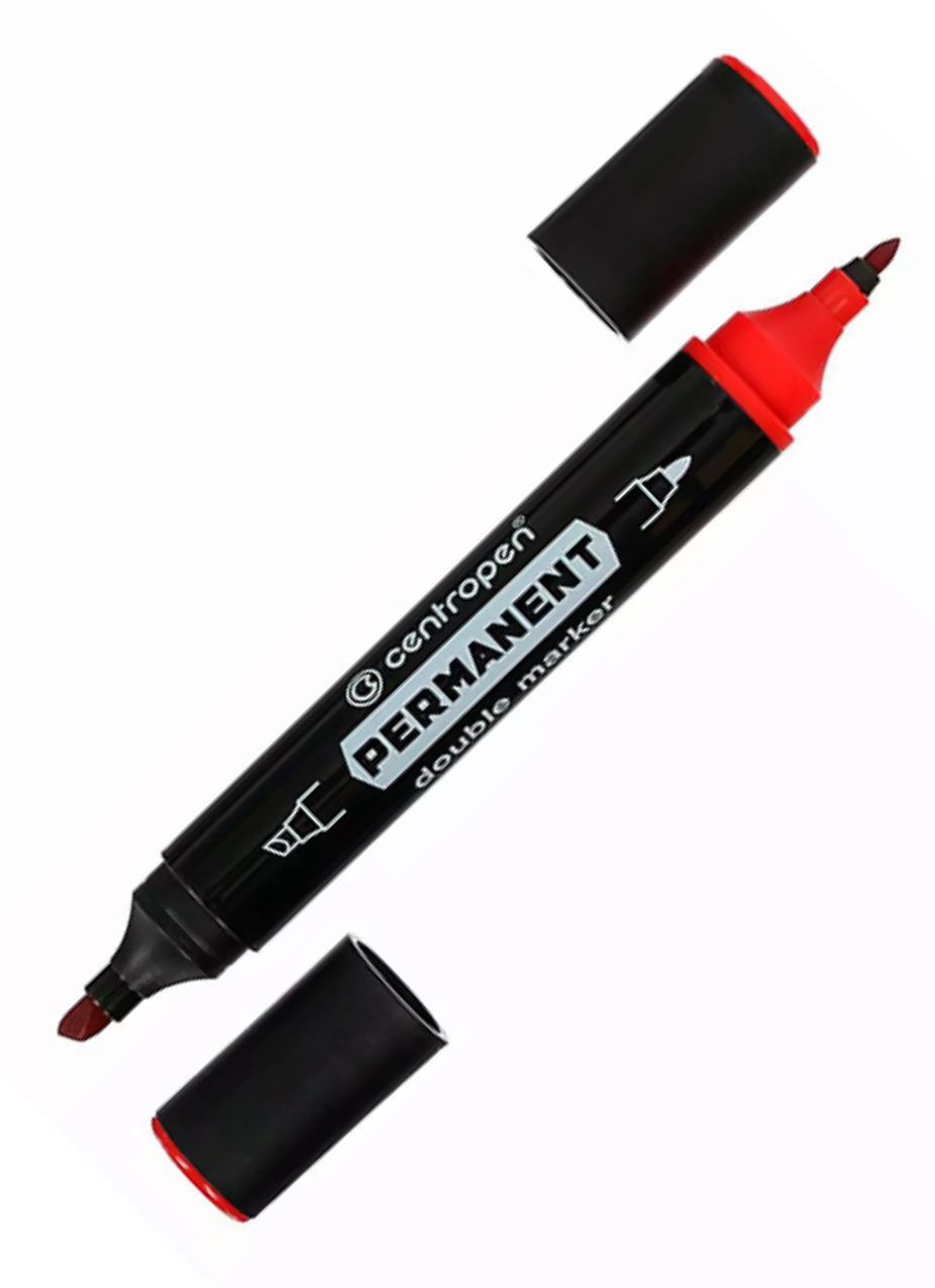 Маркер перманентний Double, двосторонній 1-2,5мм./1-4мм., 1666, черв. Centropen - фото 4