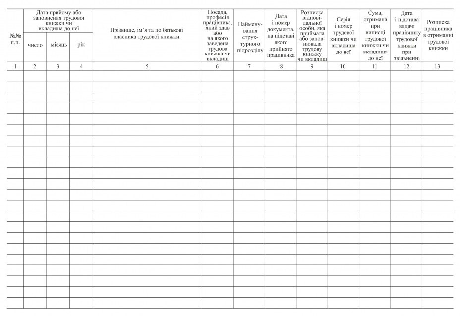 Книга учета трудовых книжек и вкладышей ф. №П-10 А4, 48л., офсет Украина - фото 2