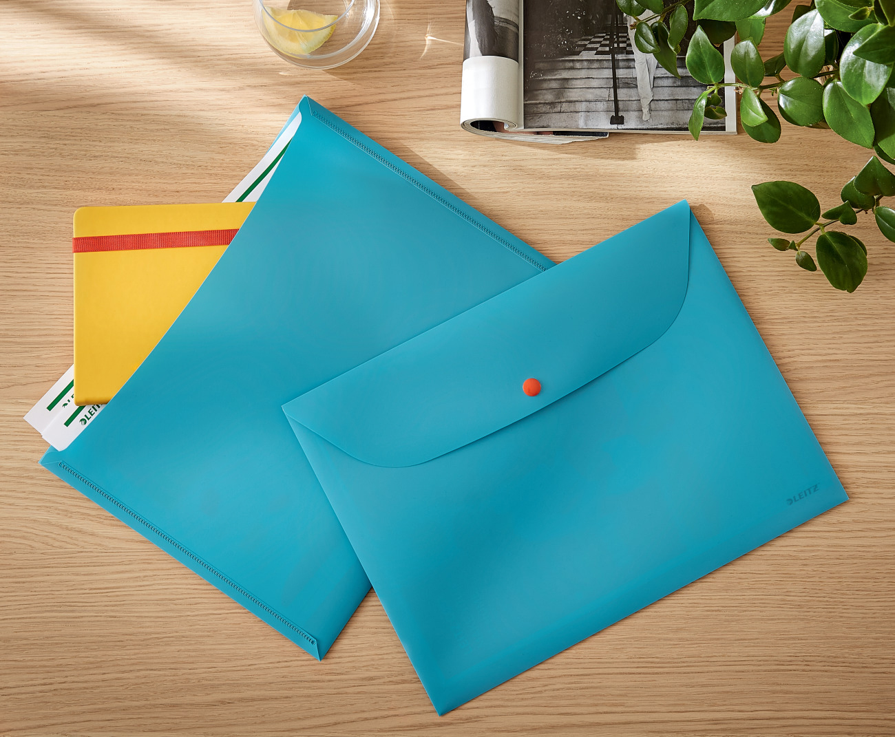 Папка-конверт на кнопке А4, с 2-мя отделениями Leitz Cosy, син. LEITZ - фото 5