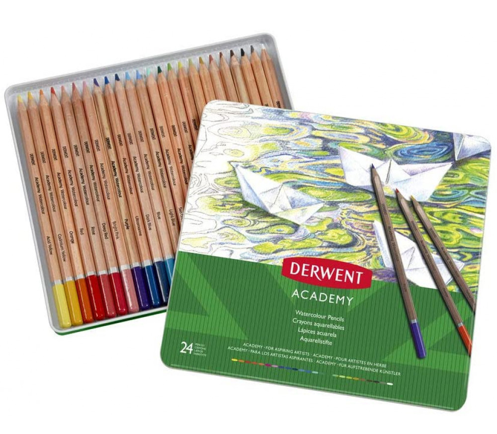 Карандаши цветные 24цв. акварельные Watercolour, метал. коробка, ассорт. Derwent - фото 3
