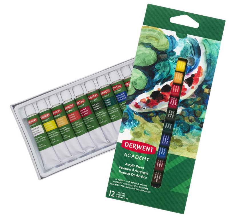 Краски акриловые 12цв., в тюбике Derwent Academy, ассорт. Derwent - фото 4