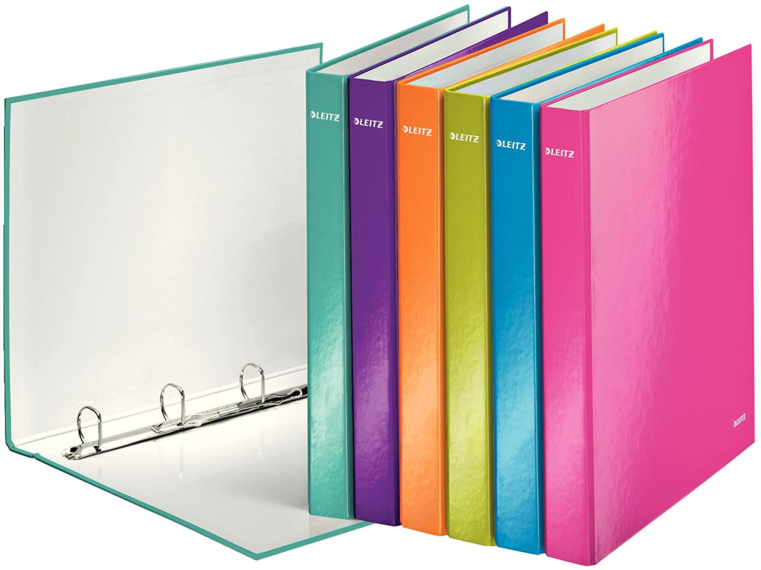 Папка А4+, 25мм., 4кільця, Wow, картон PVC покриття, метал. зелен. LEITZ - фото 2