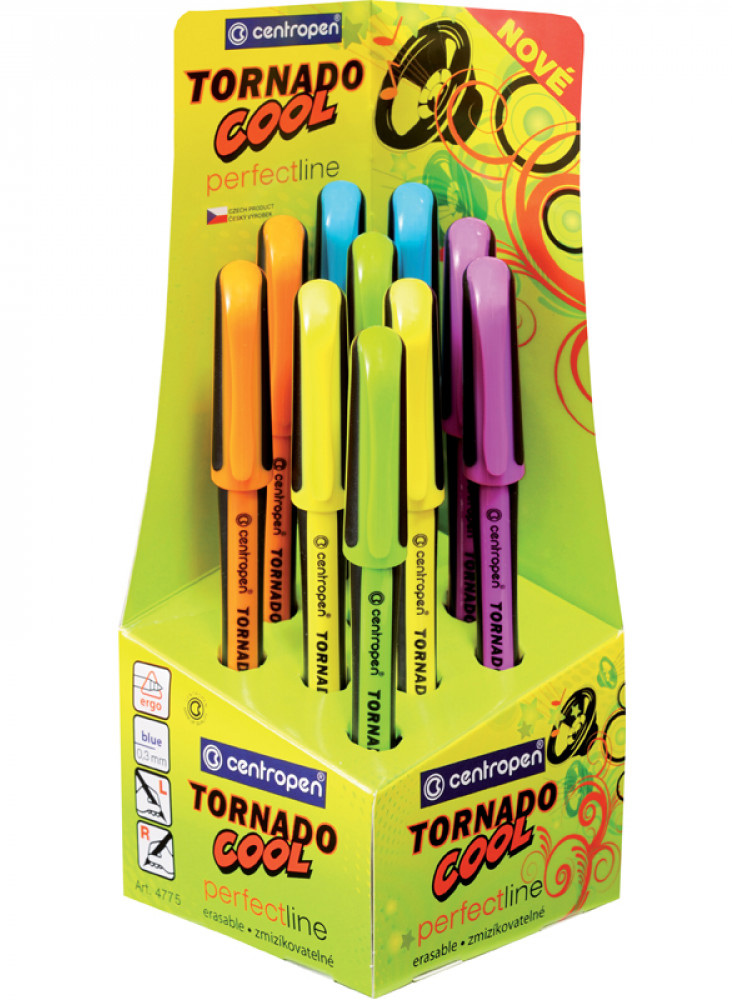 Ролер TORNADO COOL 0,3мм.(S), корпус чорн./помар., стрижень син. 4775 Centropen - фото 4