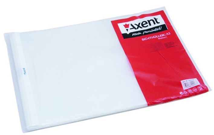 Файл глянцевый А3, 40мкм., гориз. (перф. по узк. стор.), боковой разрез, 100шт./уп. Axent - фото 1