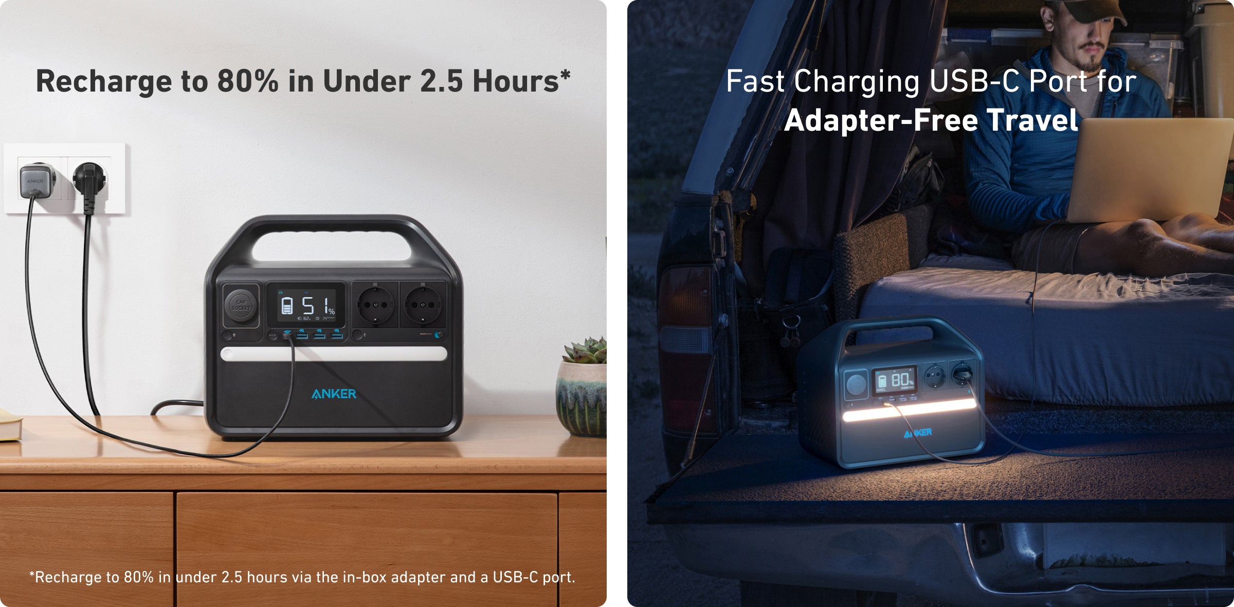 Зарядная станция ANKER 535 PowerHouse-512Wh/AC-500W/USB-C-60W/3xUSB/1xCar/MPPT LiFePO (A1751311) ANKER - фото 5
