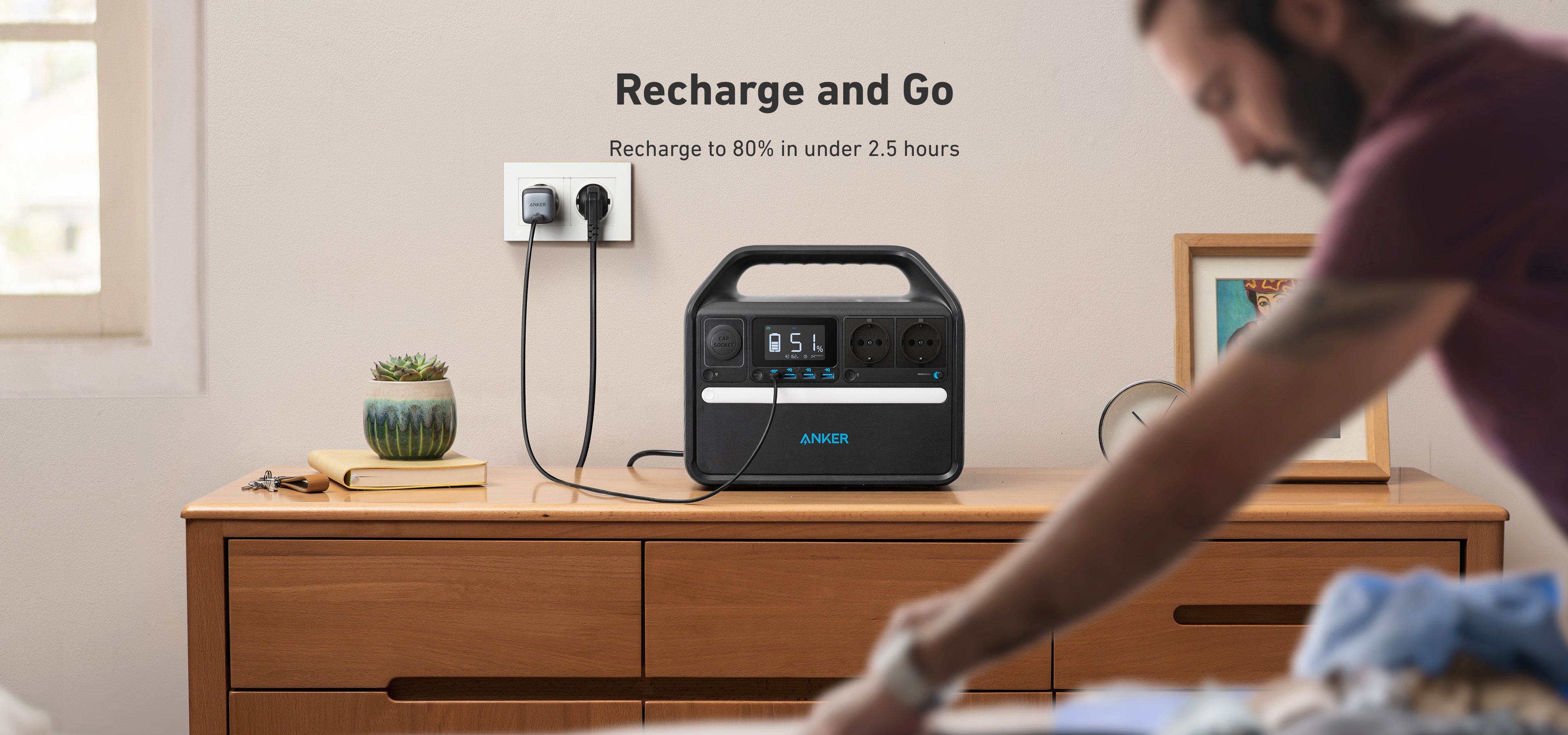 Зарядная станция ANKER 535 PowerHouse-512Wh/AC-500W/USB-C-60W/3xUSB/1xCar/MPPT LiFePO (A1751311) ANKER - фото 7