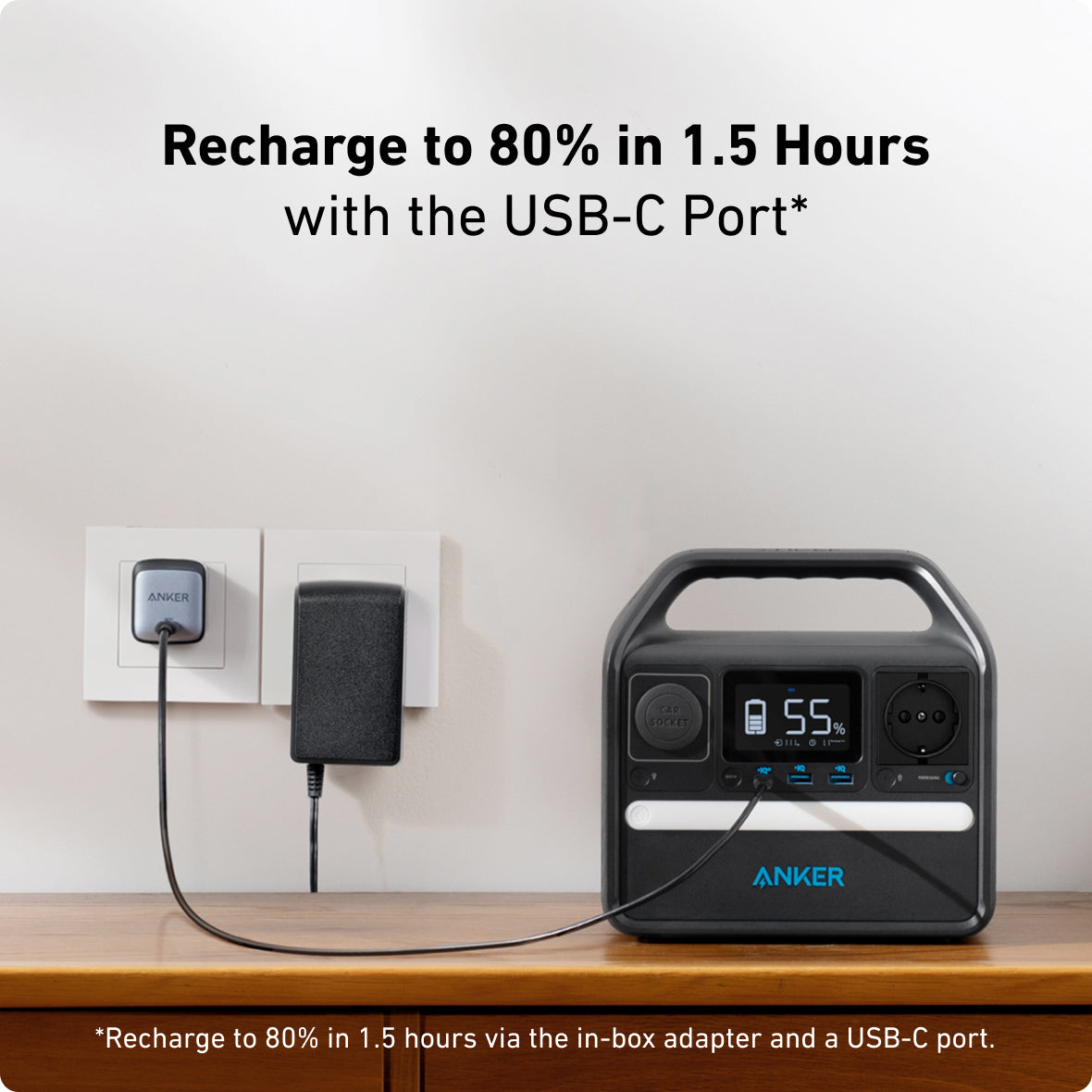 Зарядна станція ANKER 521 PowerHouse-256Wh/AC-200W/USB-C-60W/2xUSB/1xCar/MPPT LiFePo (A1720311) ANKER - фото 1