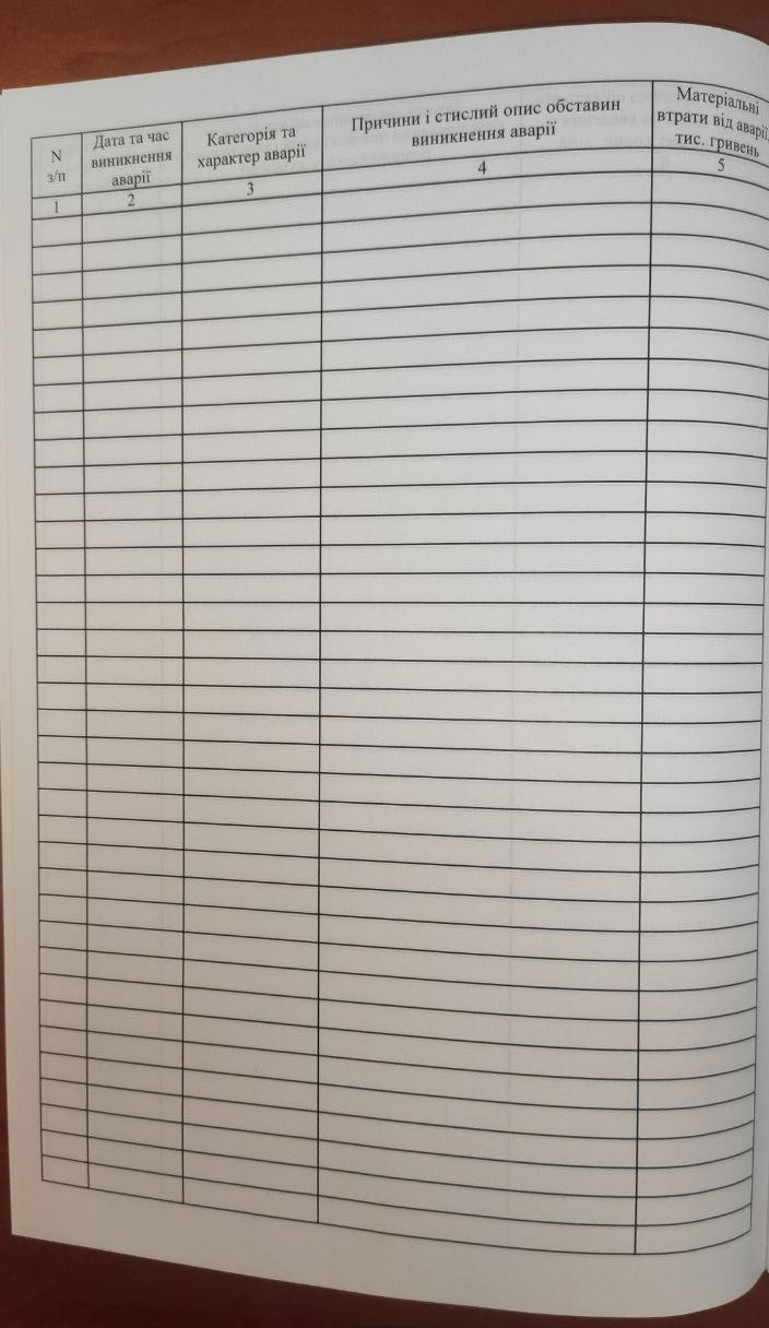 Журнал реєстрації аварій  А4, 24 арк., офсет Україна - фото 2