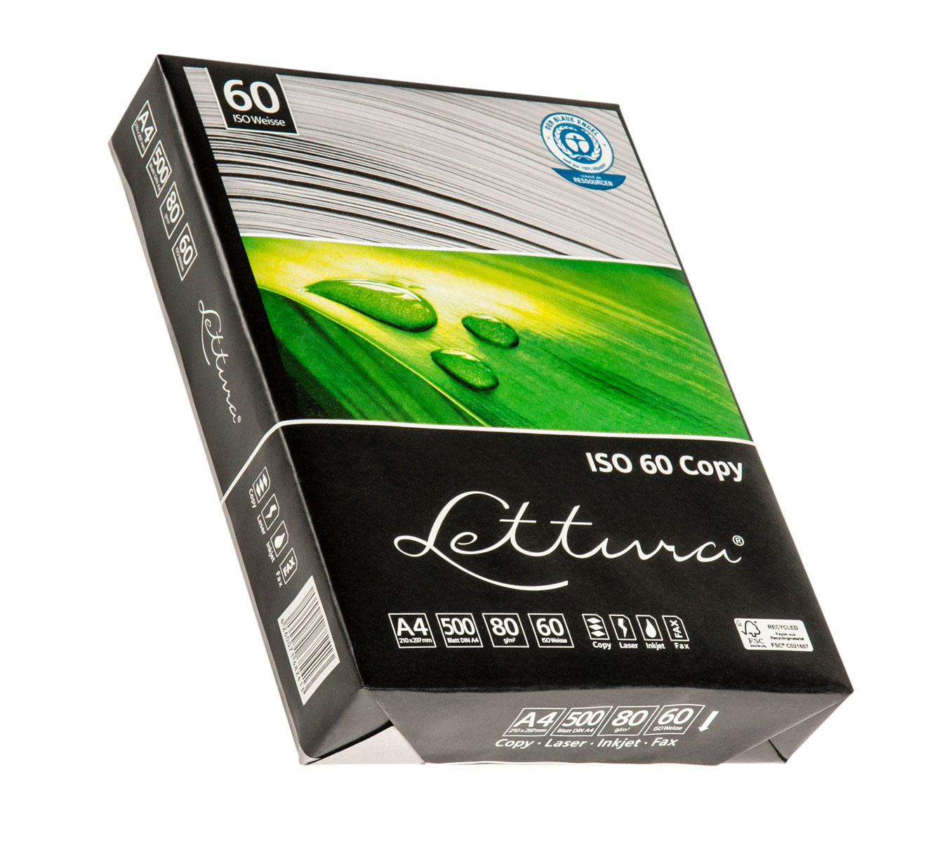 Бумага А4 80гр./м2. 500 лист. Lettura ISO 60 на 100% из втор. сырья, имеет сероватый цвет Papierfabrik Hainsberg GmbH - фото 2