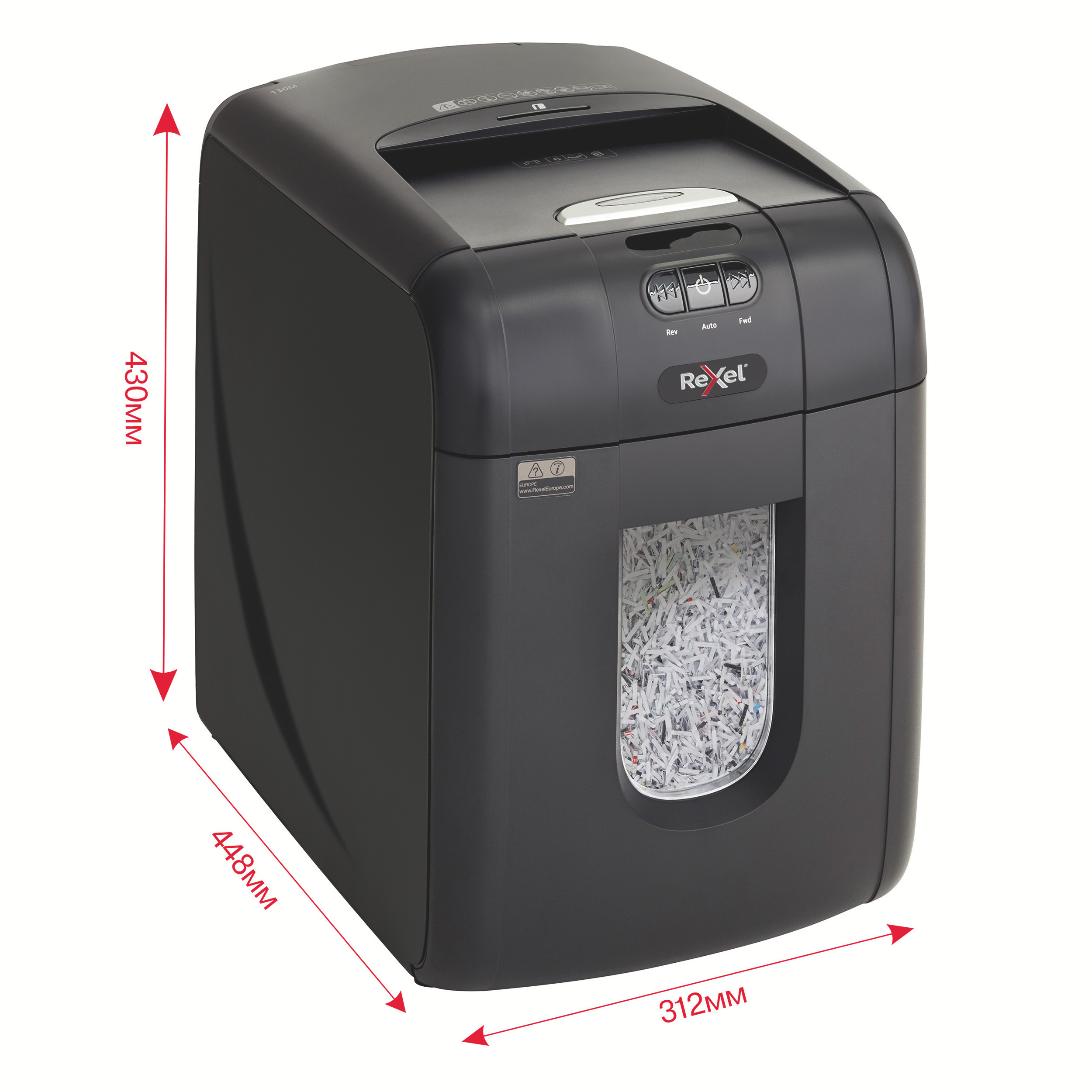 Знищувач документів Auto+ 130M. P5 6лист., Мікро-Перехресне різання, корзина 26л Rexel - фото 4