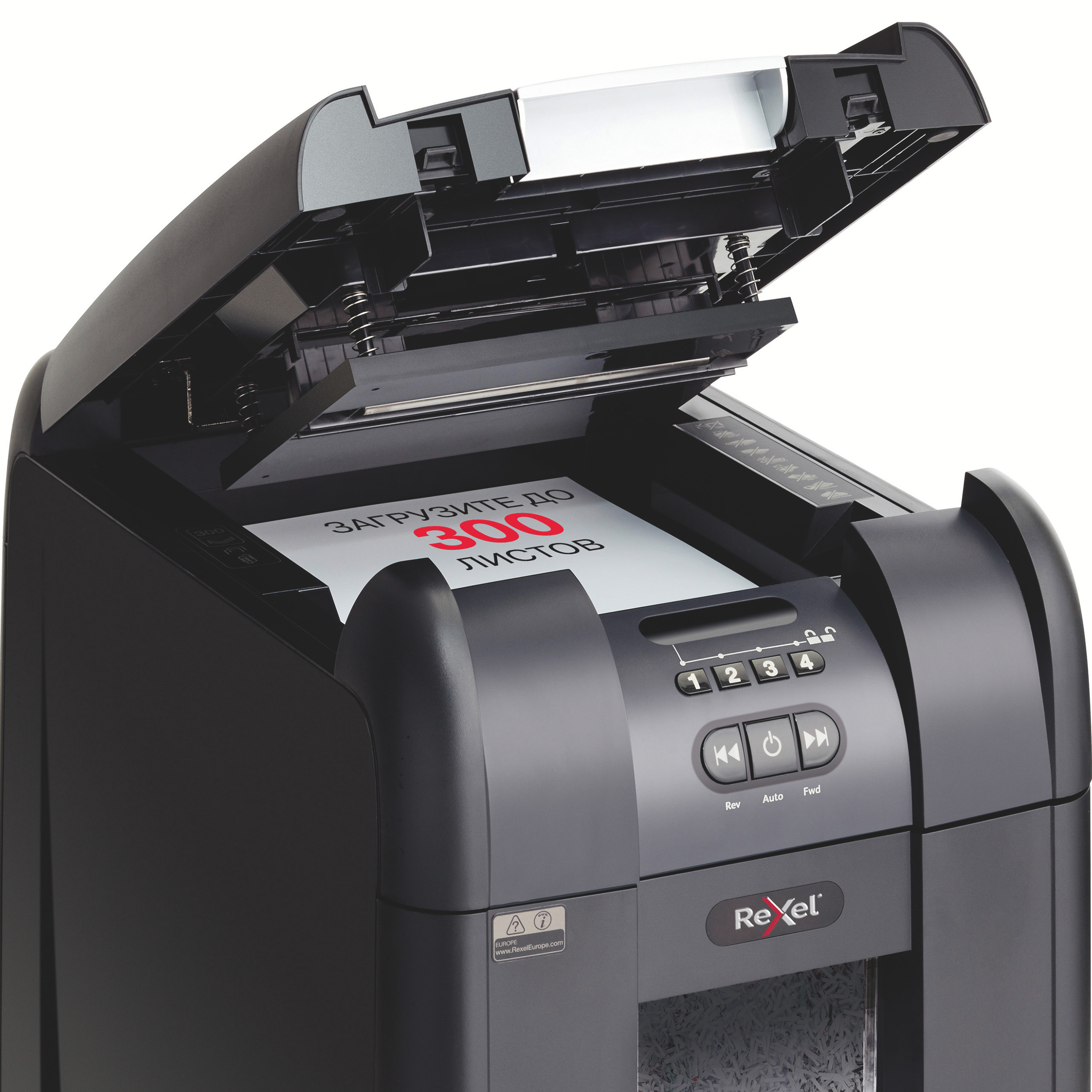 Уничтожитель документов Auto+ 300M. P5 8лист., микро-перекрестная резка, корзина 40л Rexel - фото 2