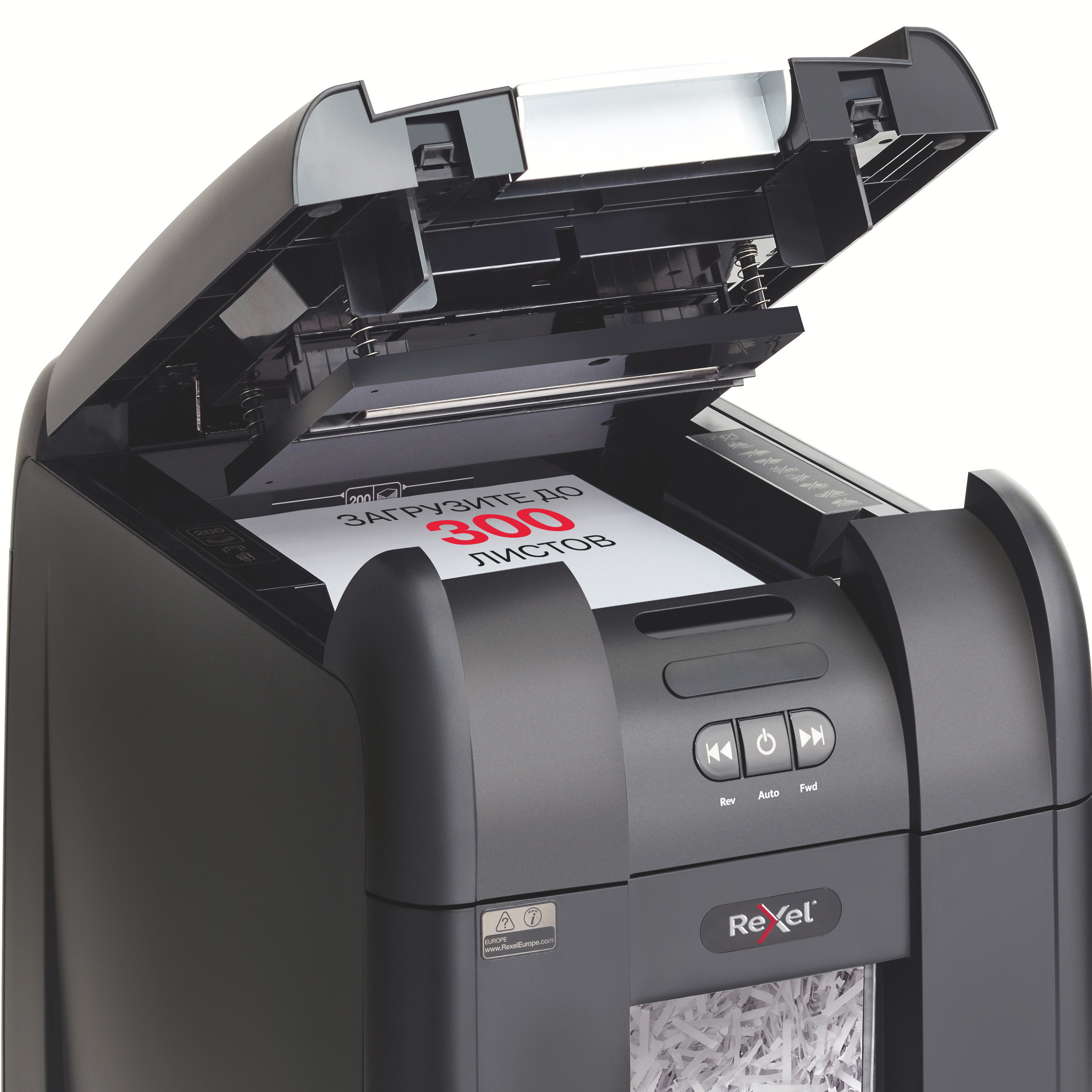 Уничтожитель документов Auto+300X. P4 8лист.,перекрестная резка, корзина 40л Rexel - фото 2