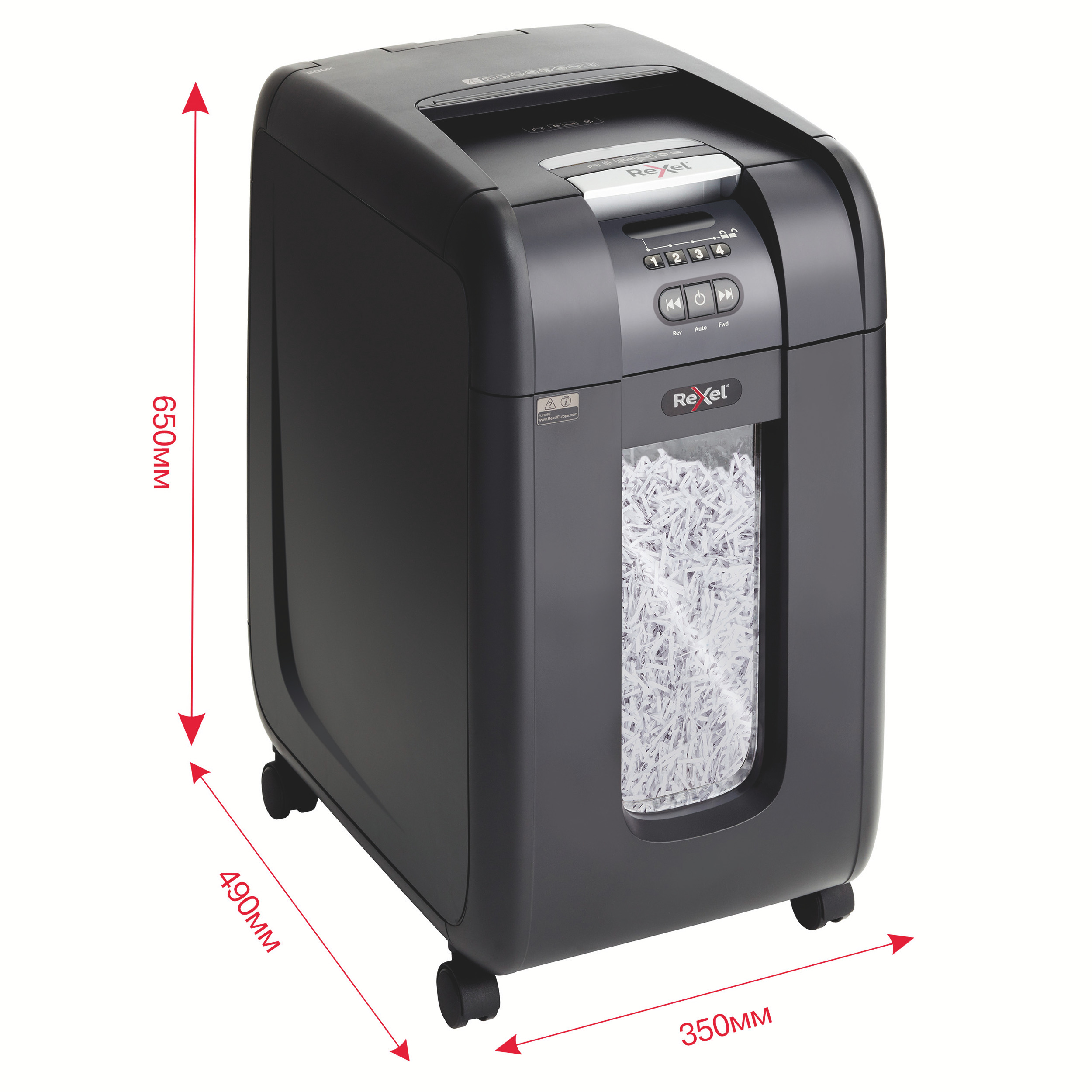 Уничтожитель документов Auto+300X. P4 8лист.,перекрестная резка, корзина 40л Rexel - фото 4