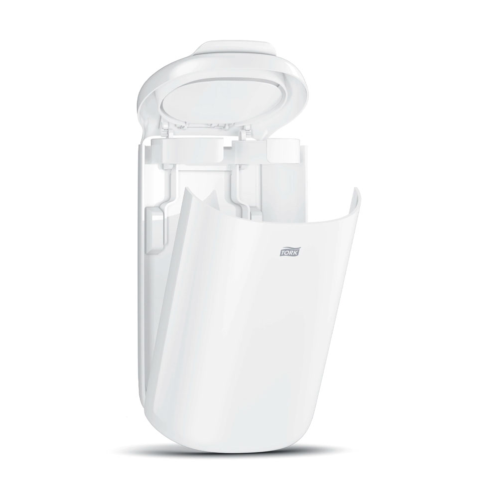 Ведро для мусора с откидной крышкой, 5л., настенное, пластик, бел. Tork - фото 2