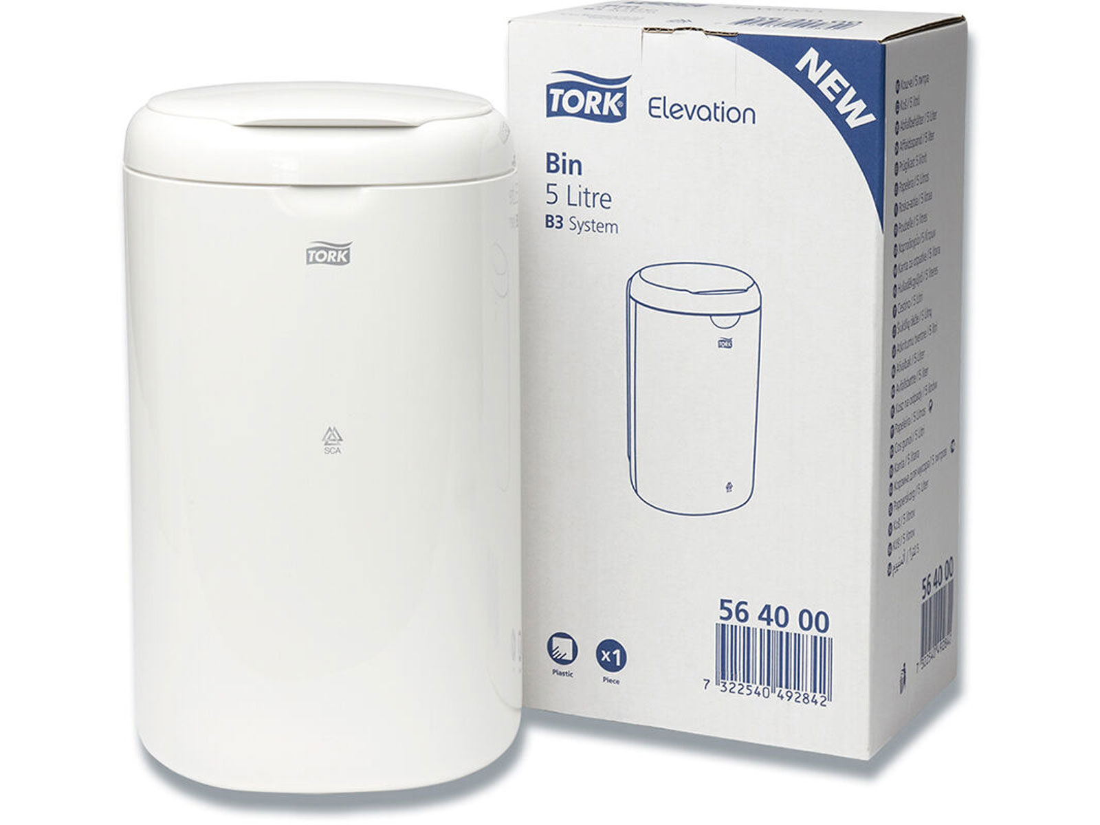 Ведро для мусора с откидной крышкой, 5л., настенное, пластик, бел. Tork - фото 5