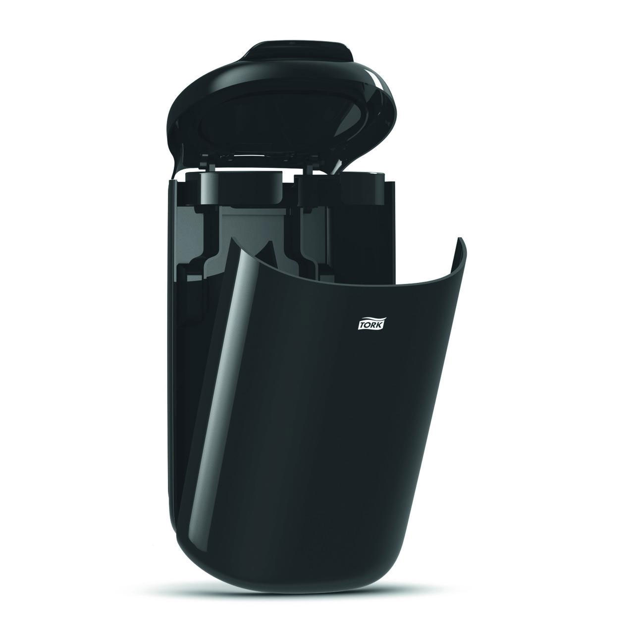 Відро для сміття з відкидною кришкою, 5л., настінна, пластик,  чорн. Tork - фото 2