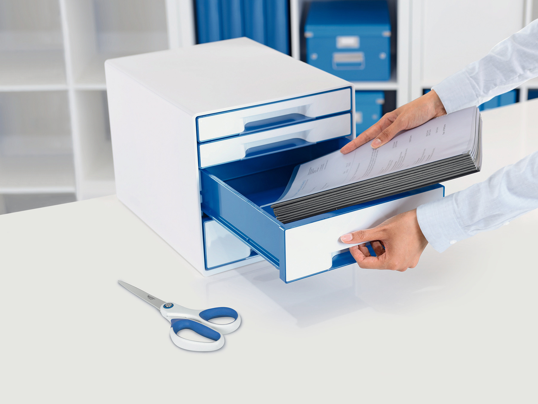 Настільний короб з 4 шухлядами WOW Duo Colour CUBE, син. LEITZ - фото 5