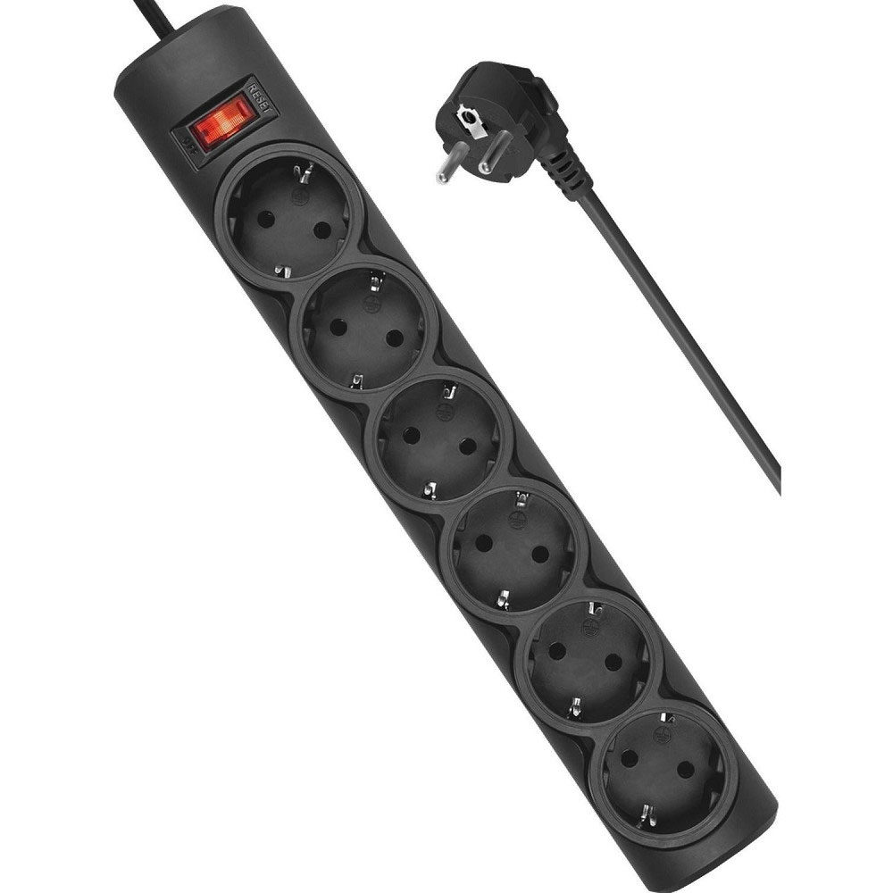 Фильтр-удлинитель 3 метра, 6 розеток с заземлением, выключатель с предохранителем, черн. Defender - фото 3