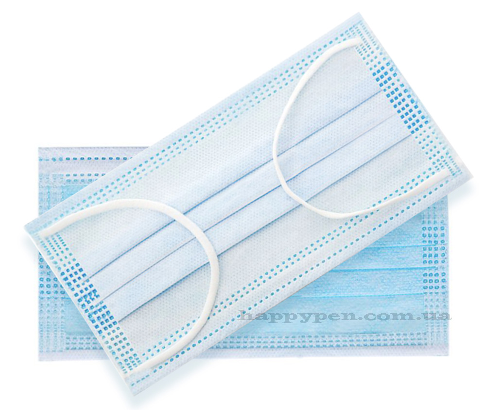 Маска медицинская трехслойная, 50шт./уп., нестерильная MEDICARE - фото 1