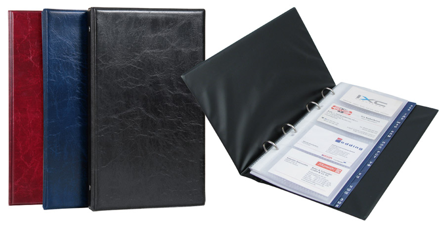 Візитниця Xepter на кільцях 80 візиток, вінілова обкладинка, з алфавітним розділювачем, син. Axent - фото 2