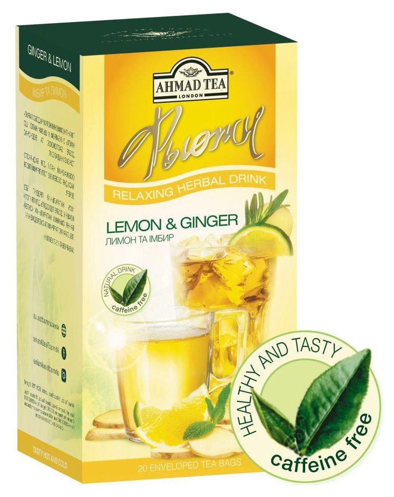 Чай травяной Лимон и имбирь 20пак. по 2гр. AHMAD - фото 1