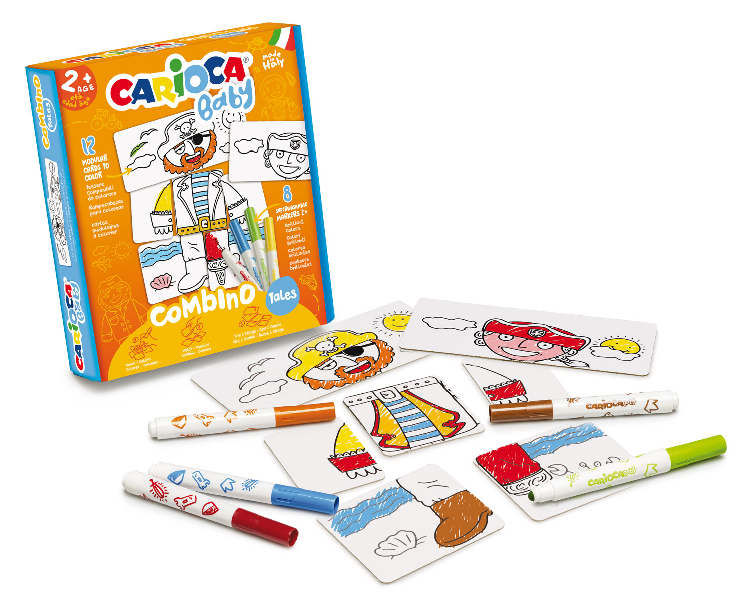 Набор для рисования 20пр. Приключения (12 карточек-раскрасок+ 8 маркеров) Carioca - фото 1
