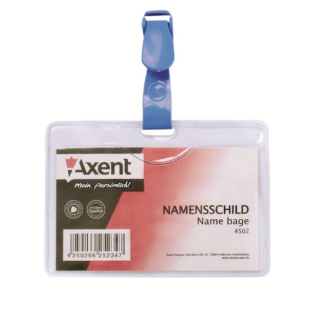 Бейдж горизонтальный 98*68мм., с клипом, прозр. Axent - фото 1