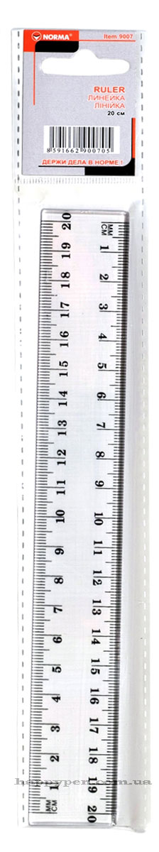 Линейка пластиковая 20см, прозр. NORMA - фото 1