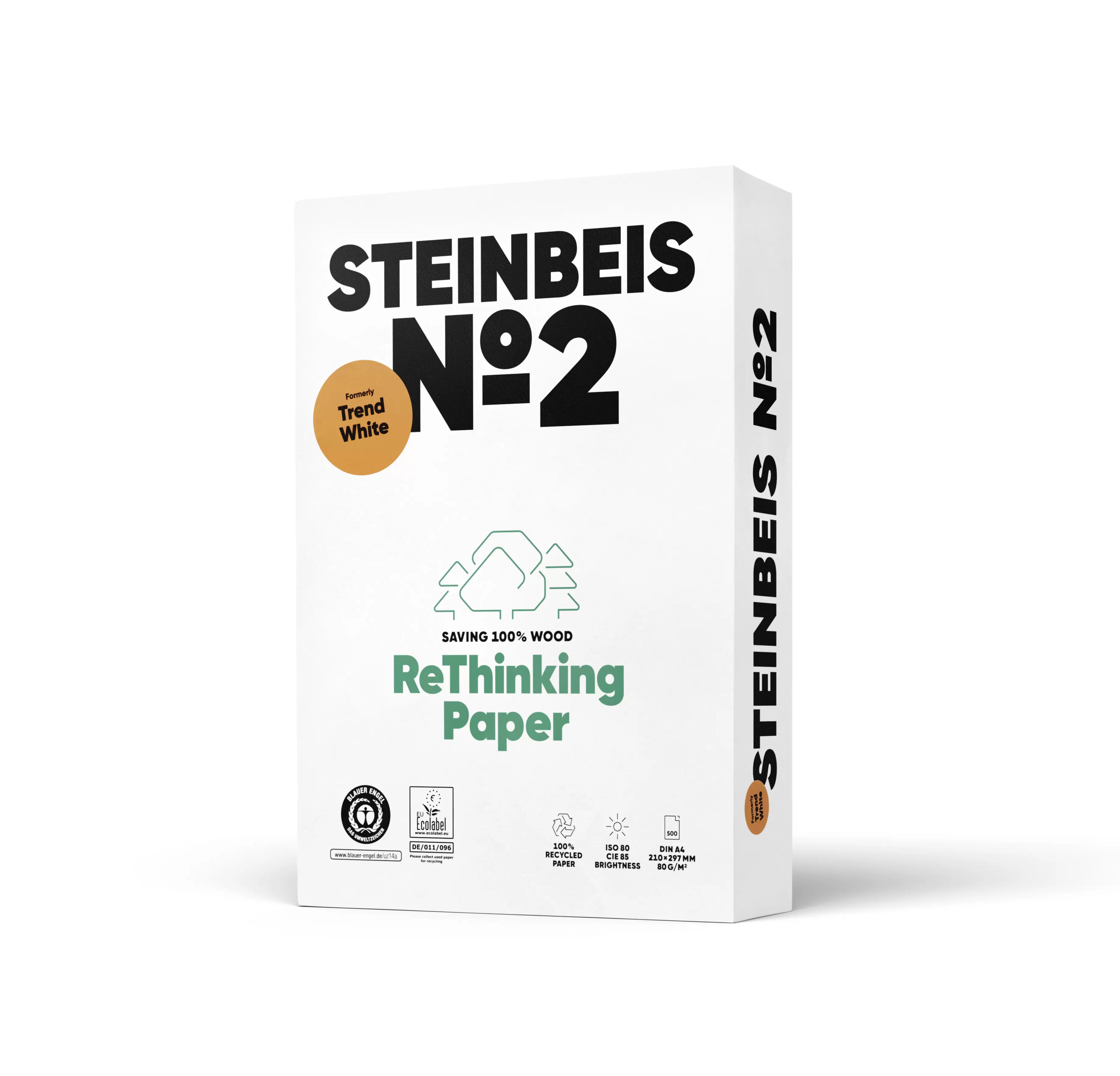 Папір А4 80г/м2 500арк.№2 Classic White ISO 80/СІЕ 85 на 100% з вторинної сировини, сіруватий відт. STEINBEIS - фото 1