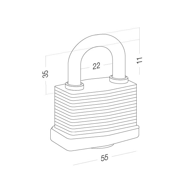 Замок навісний вологостійкий HR-WLS-50E, ламінована сталь, 50мм HORST - фото 2
