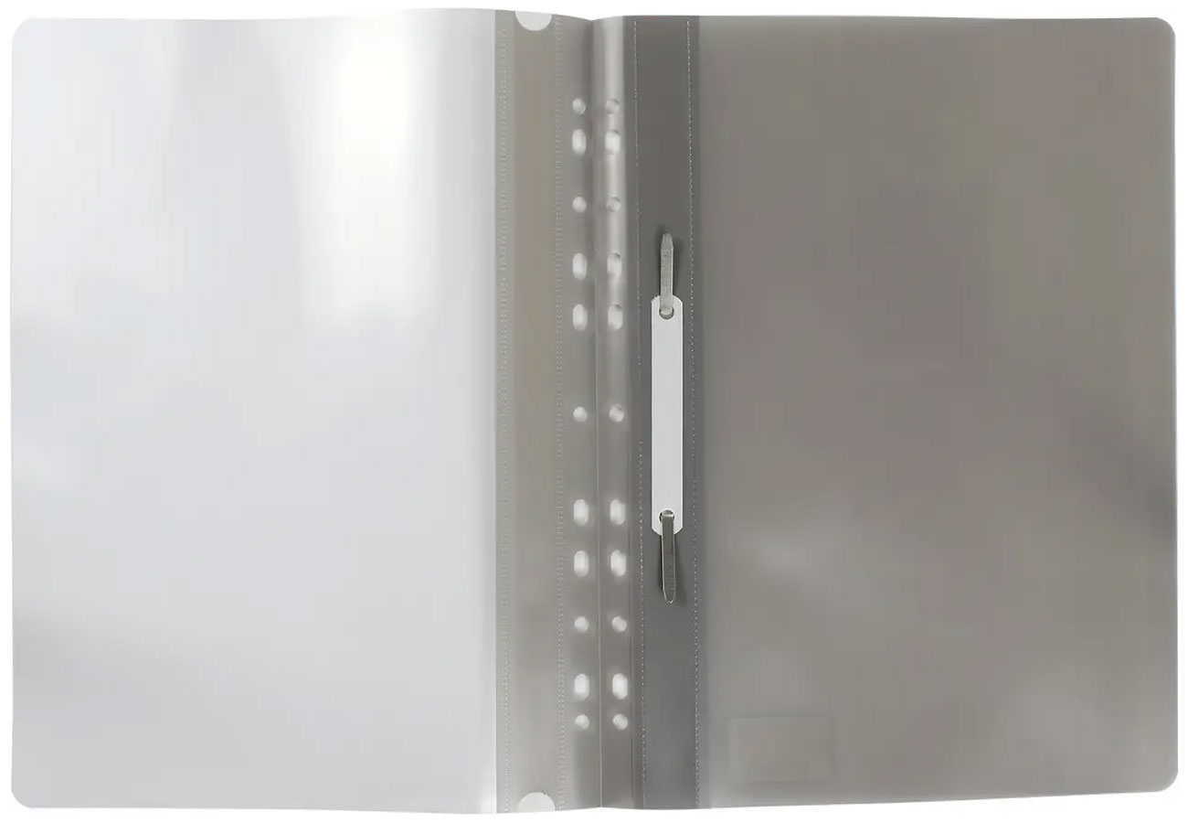 Швидкозшивач з прозорим верхом та  перфорацією, А4, сір. NORMA - фото 2